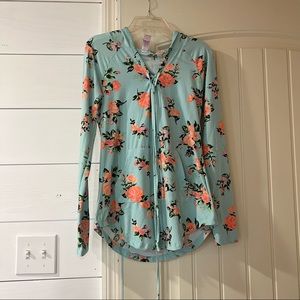 Mint floral hoodie shirt